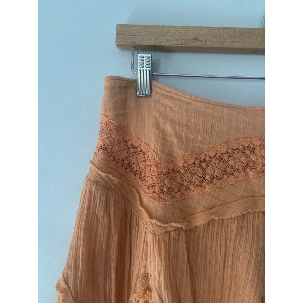 Free People Tattered Ruffle Handkerchief Lace Mini Skirt Boho Fairy Cottagecore